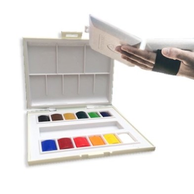Material Bellas Artes - Pintura - Caja acuarelas Sennelier, 12 godets con correa elástica ** | totenart.com