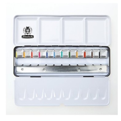 Material Bellas Artes - Pintura - Caja acuarelas Schmincke Akademie, 12 1/2 godets (capacidad 24) | totenart.com