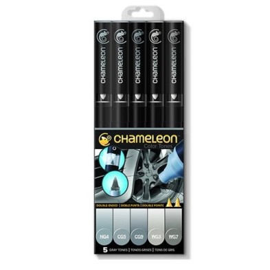 Material Bellas Artes - Pintura - Estuche Chameleon de 5 Rotuladores Tonos Grises | totenart.com
