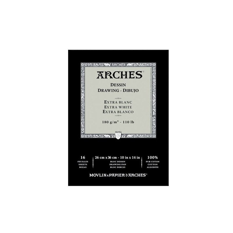 Material Bellas Artes - Dibujo - Dibujo Arches 180 gr, 26x36 cm, Extra Blanco, bloc 16 h. | totenart.com