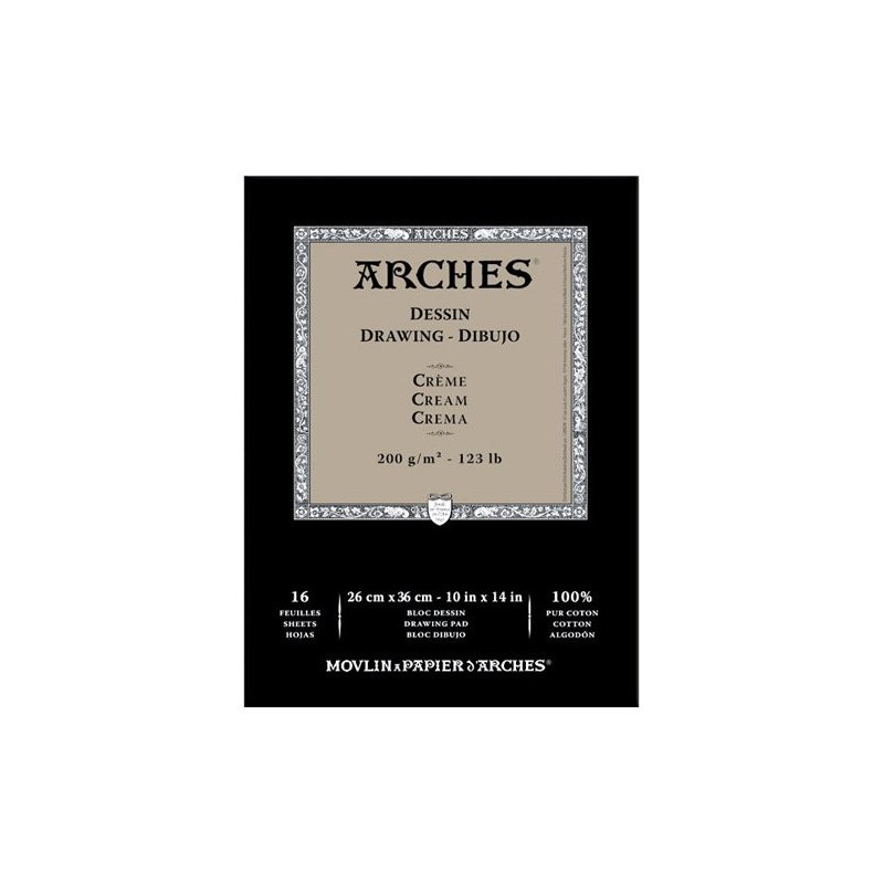 Material Bellas Artes - Dibujo - Dibujo Arches 200 gr, 26x36 cm, Crema, bloc 16 h. | totenart.com