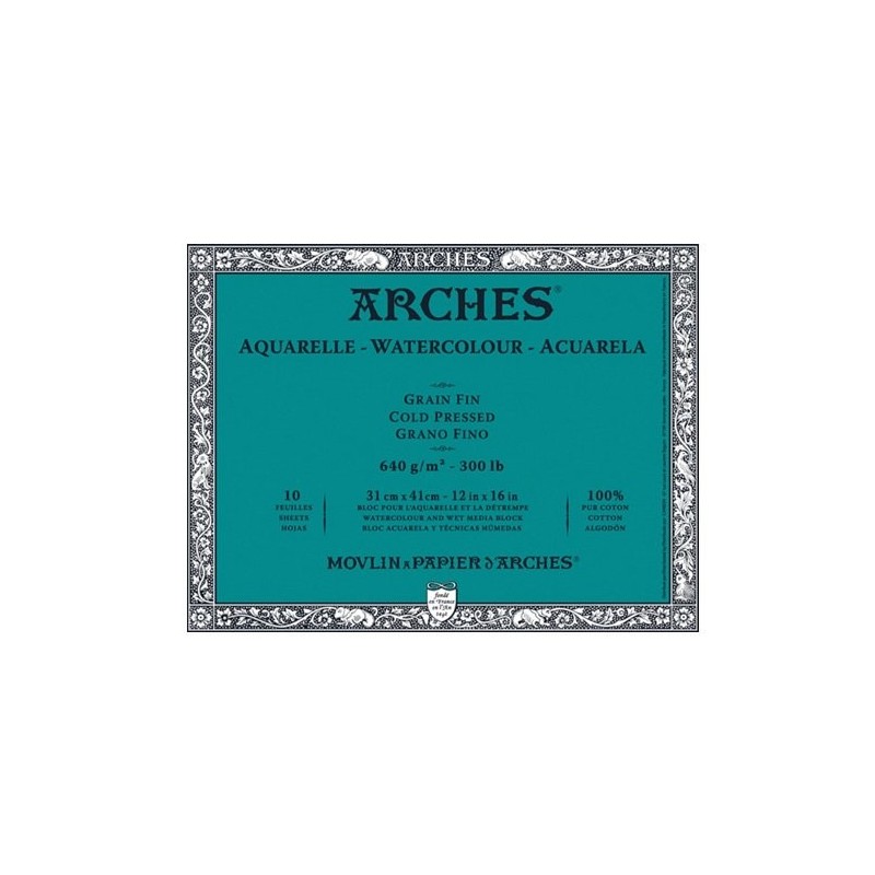 Material Bellas Artes - Pintura - Acuarela Arches 640 gr, 31x41 cm, G. Fino, bloc 10 h. | totenart.com