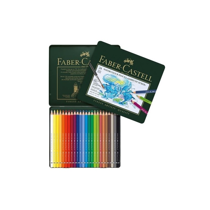 Material Bellas Artes – pintura-y-dibujo - Caja metal 24 lápices de color acuarelables Albrecht Dürer Faber-Castell  | totenart.