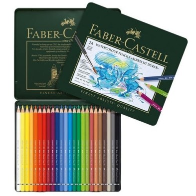 Material Bellas Artes – pintura-y-dibujo - Caja metal 24 lápices de color acuarelables Albrecht Dürer Faber-Castell  | totenart.
