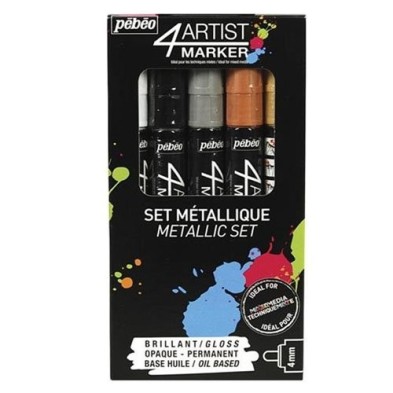 Material Bellas Artes - Pintura - Set 5 und 4Artist Marker Pebeo al Óleo 4 mm Metal | totenart.com