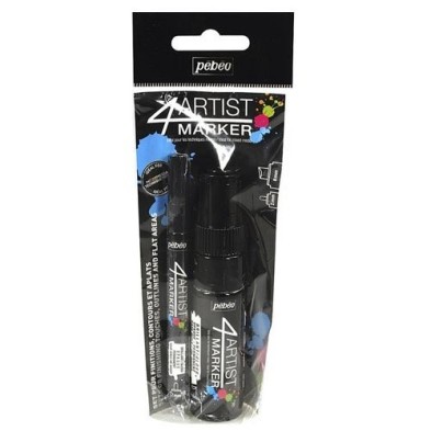 Material Bellas Artes - Pintura - Set Duo 4Artist Marker Pebeo al Óleo 2mm y 8mm Negro | totenart.com