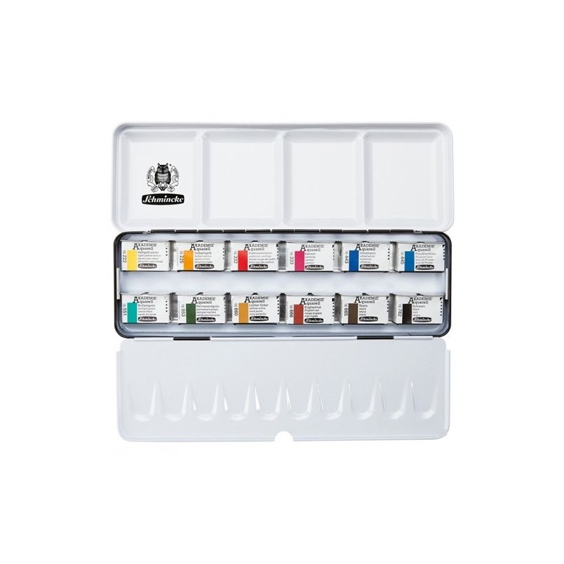 Material Bellas Artes - Pintura - Caja acuarelas Schmincke Akademie, 12 godets completos | totenart.com