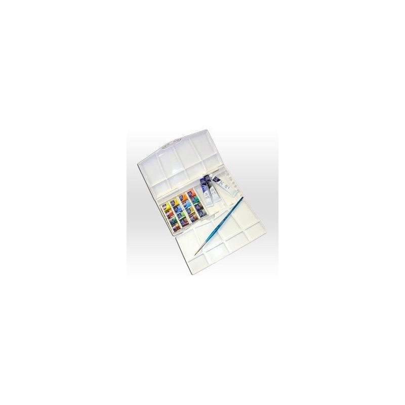 Material Bellas Artes - Pintura - Caja acuarela cotman Winsor Newton 16 1/2 godets, 3 tubos 8 ml y 1 pincel | totenart.com