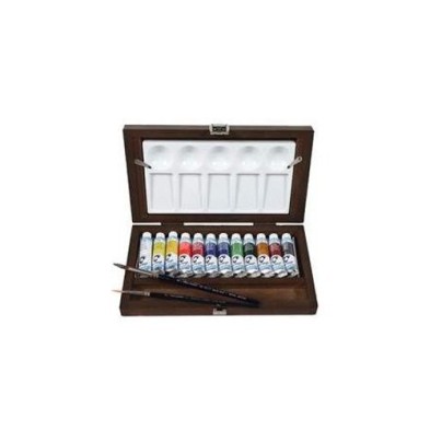 Material Bellas Artes - Pintura - Caja madera 12 tubos (10 ml) de acuarelas Van Gogh y accesorios | totenart.com