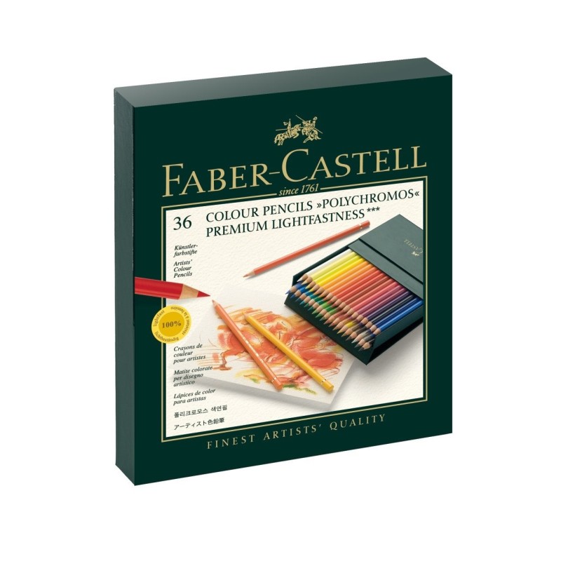 Material Bellas Artes – pintura-y-dibujo - Estuche cartón de Lápices color POLYCROMO, Faber Castell (36 colores) | totenart.com
