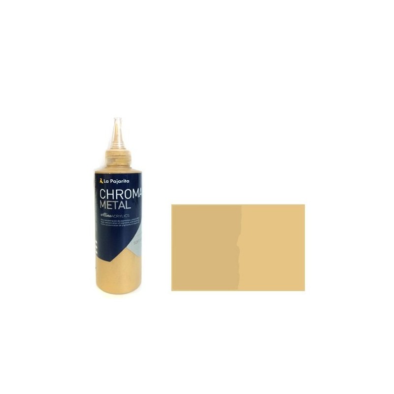 Material Bellas Artes - Pintura - Acrílico La Pajarita 01 Oro Rico (Metalizado)  Chroma color (200 ml.) | totenart.com