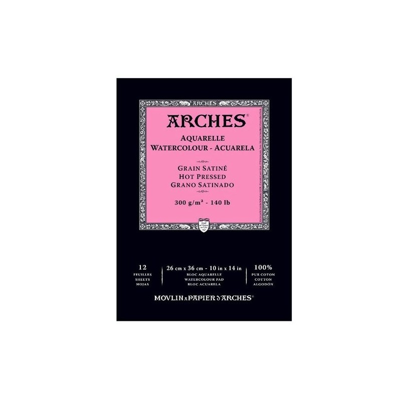 Material Bellas Artes – pintura-y-dibujo - Acuarela Arches 300 gr, 21x29,7 cm (A4), G. Satinado, bloc 12 h. | totenart.com