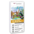 Material Bellas Artes-Dibujo-Rotulador Tombow, Set de 12 Colores Grises