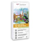 Material Bellas Artes-Dibujo-Rotulador Tombow, Set de 12 Colores Pasteles