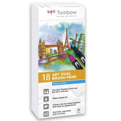 Material Bellas Artes-Dibujo-Rotulador Tombow, Set de 12 Colores Primarios