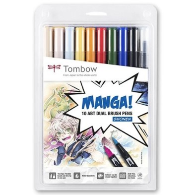 Material Bellas Artes - Pintura - Rotulador Dual Brush Tombow, Set de 10 Colores Manga Shonen | totenart.com