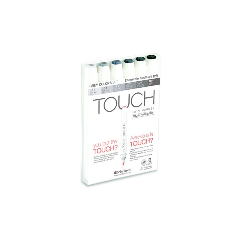 Material Bellas Artes - Pintura - TOUCH TWIN 6 brush marker set Colores grises | totenart.com