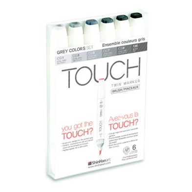 Material Bellas Artes - Pintura - TOUCH TWIN 6 brush marker set Colores grises | totenart.com