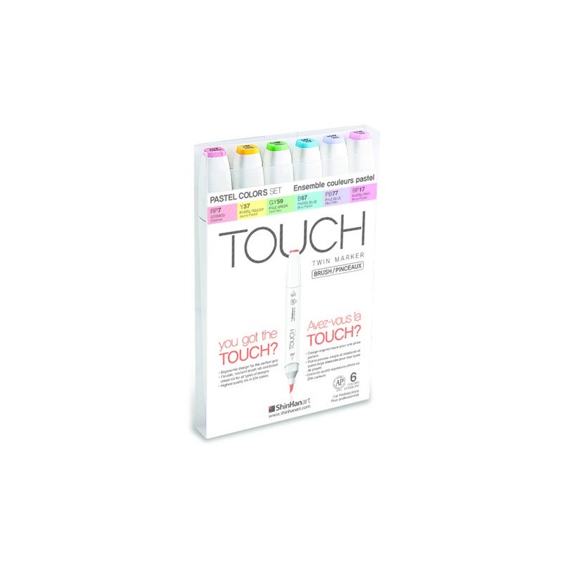 Material Bellas Artes - Pintura - TOUCH TWIN 6 brush marker set colores pastel | totenart.com