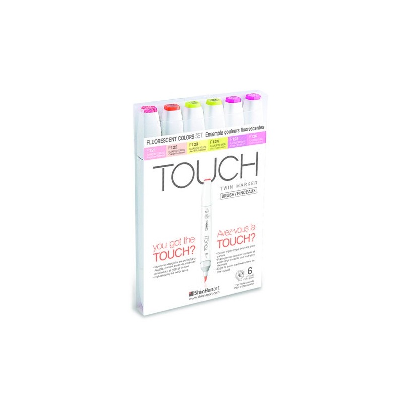 Material Bellas Artes - Pintura - TOUCH TWIN 6 brush marker set colores fluorescentes | totenart.com