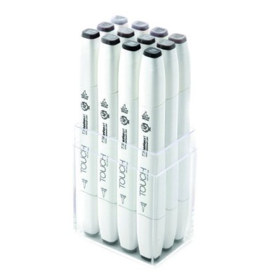Material Bellas Artes - Pintura - TOUCH TWIN 12 brush marker set colores gris cálido | totenart.com
