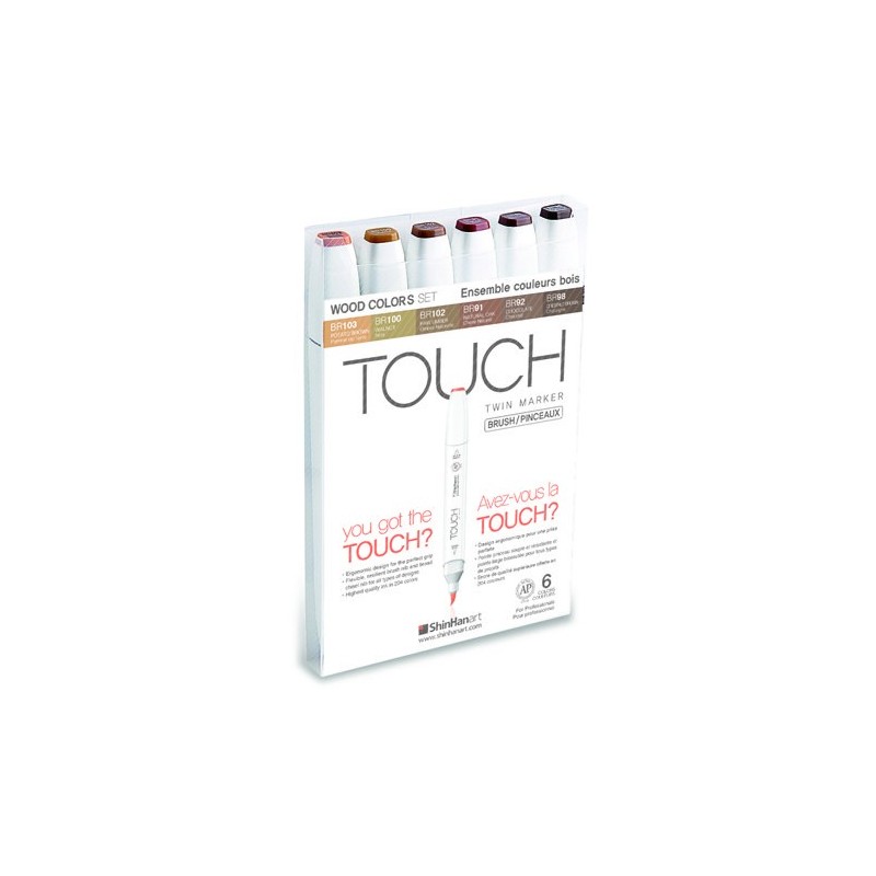 Material Bellas Artes - Pintura - TOUCH TWIN 6 brush marker set colores madera | totenart.com