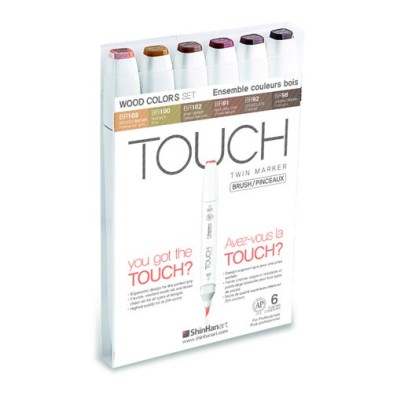 Material Bellas Artes - Pintura - TOUCH TWIN 6 brush marker set colores madera | totenart.com
