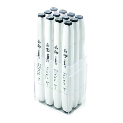 Material Bellas Artes - Pintura - TOUCH TWIN 12 brush marker set colores gris frio | totenart.com