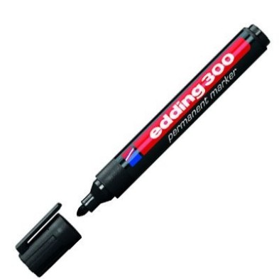 Material Bellas Artes - Pintura - Rotulador Permanente Edding 300 Negro 01, punta 1.5-3 mm. | totenart.com