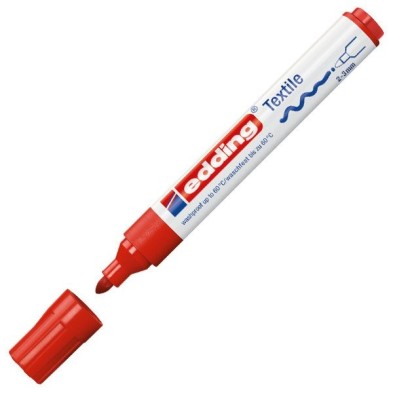 Material Bellas Artes - Pintura - Rotulador Tela Edding 4500 Rojo 02, punta 2-3 mm. | totenart.com