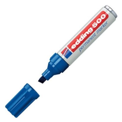 Material Bellas Artes - Pintura - Rotulador Permanente Edding 500 Azul 03, punta biselada 2-7 mm. | totenart.com