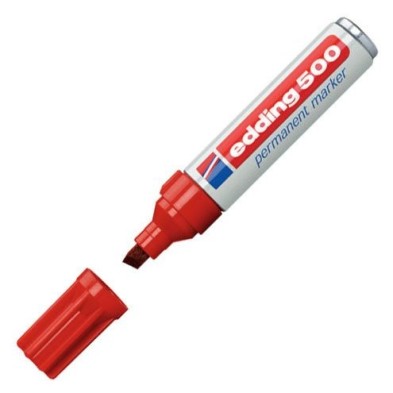 Material Bellas Artes - Pintura - Rotulador Permanente Edding 500 Rojo 02, punta biselada 2-7 mm. | totenart.com