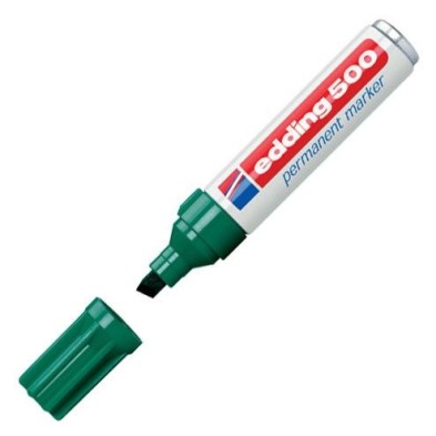 Material Bellas Artes - Pintura - Rotulador Permanente Edding 500 Verde 04, punta biselada 2-7 mm. | totenart.com