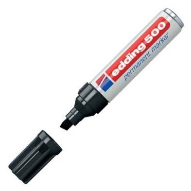 Material Bellas Artes - Pintura - Rotulador Permanente Edding 500 Negro 01, punta biselada 2-7 mm. | totenart.com