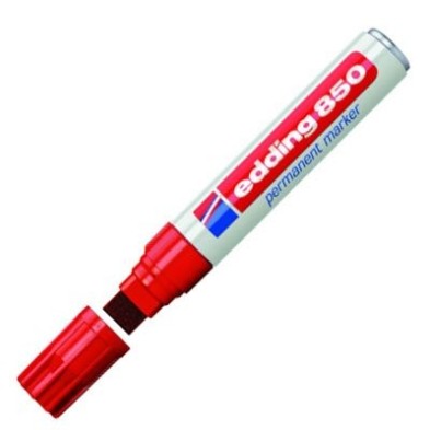 Material Bellas Artes - Pintura - Rotulador Permanente Edding 850 Rojo 02, punta biselada 5-15 mm. | totenart.com