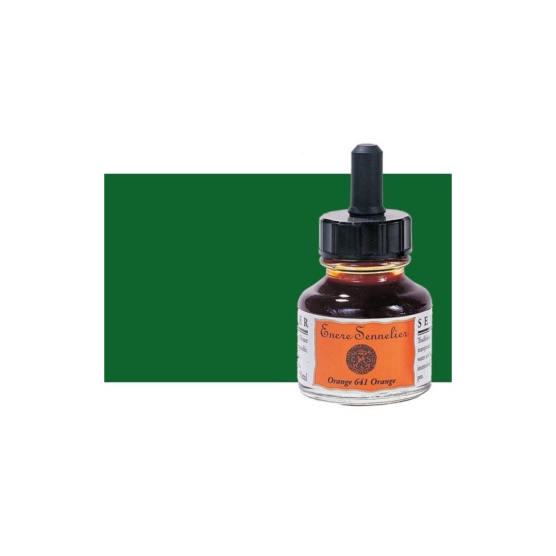 Material Bellas Artes - Pintura - Tinta dibujo Verde oscuro 803, 30 ml. con cuentagotas Sennelier | totenart.com