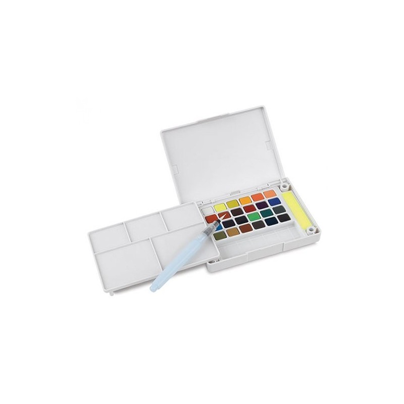Material Bellas Artes - Pintura - Caja acuarelas Sakura Pocket Box, 24 pastillas (metalicas y fluorescentes)  | totenart.com