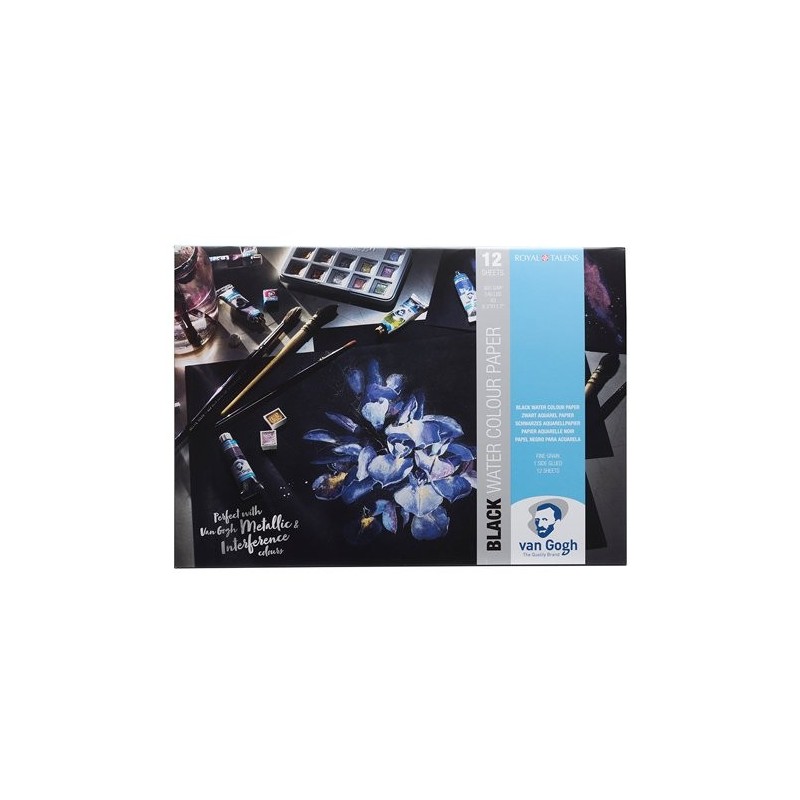 Material Bellas Artes – pintura-y-dibujo - Bloc de 12 hojas de papel negro para acuarela Van Gogh de 360 gr (A3) | totenart.com
