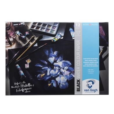 Material Bellas Artes – pintura-y-dibujo - Bloc de 12 hojas de papel negro para acuarela Van Gogh de 360 gr (A3) | totenart.com