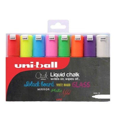 Material Bellas Artes - Pintura - Estuche Uni Chalk Marcadores 8 colores Tiza Líquida, 8.0 mm, Uni-Ball | totenart.com