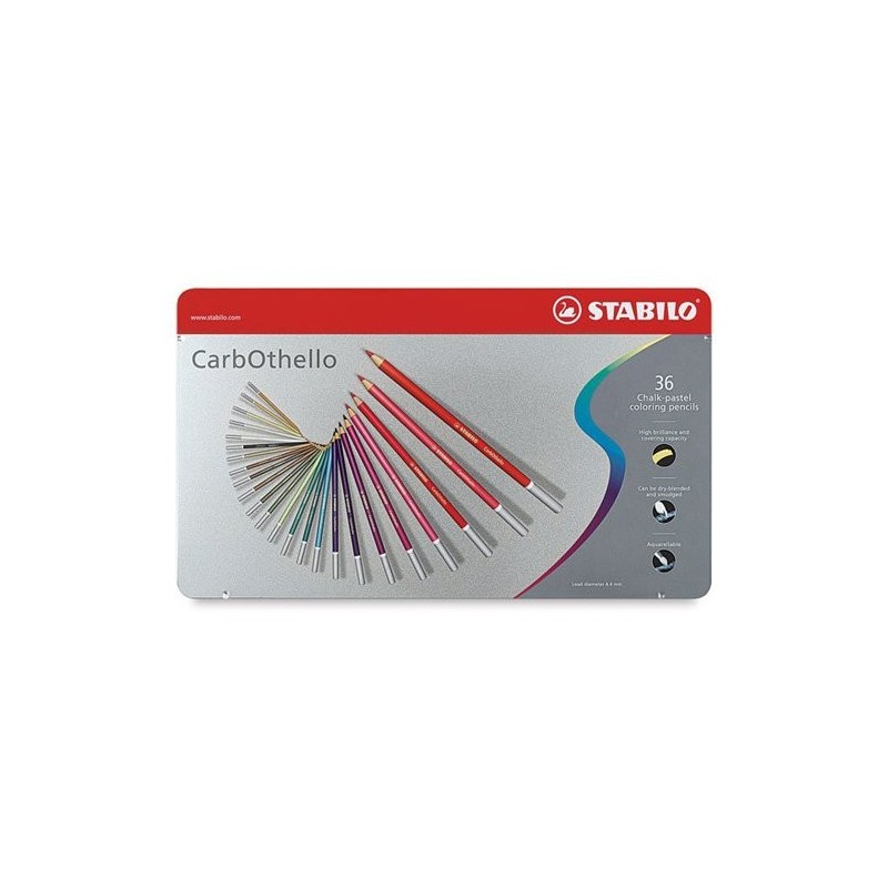 Material Bellas Artes – pintura-y-dibujo - STABILO Carbothello Caja metal 36 colores lápices pastel surtidos | totenart.com