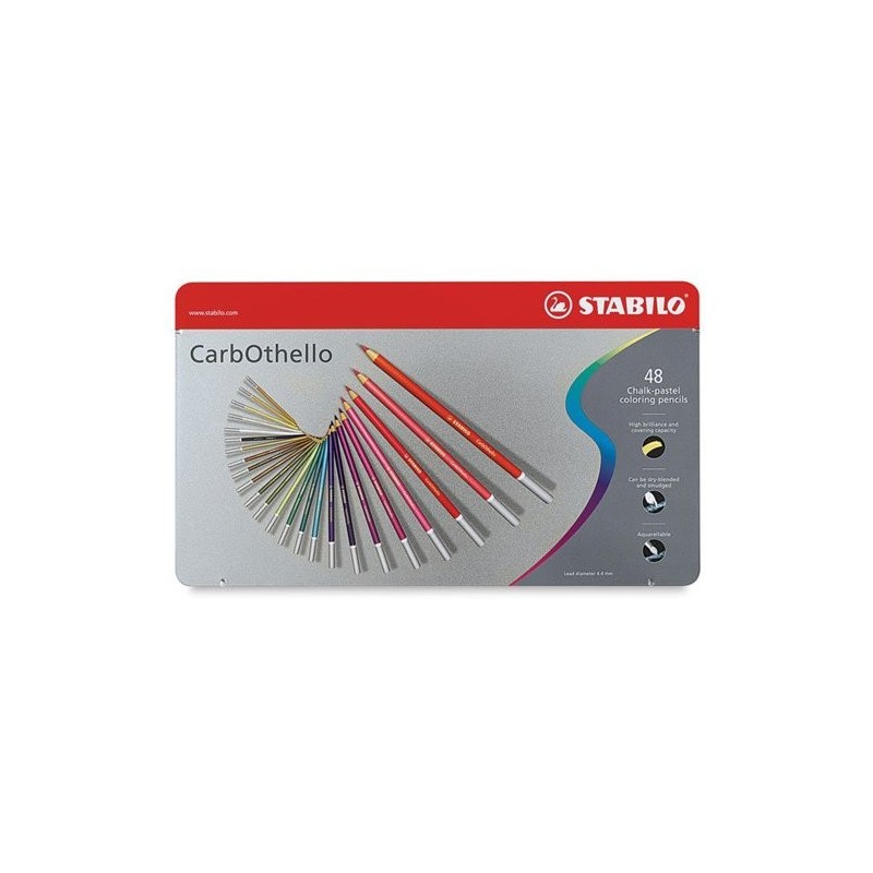 Material Bellas Artes – pintura-y-dibujo - STABILO Carbothello Caja metal 48 colores lápices pastel surtidos | totenart.com
