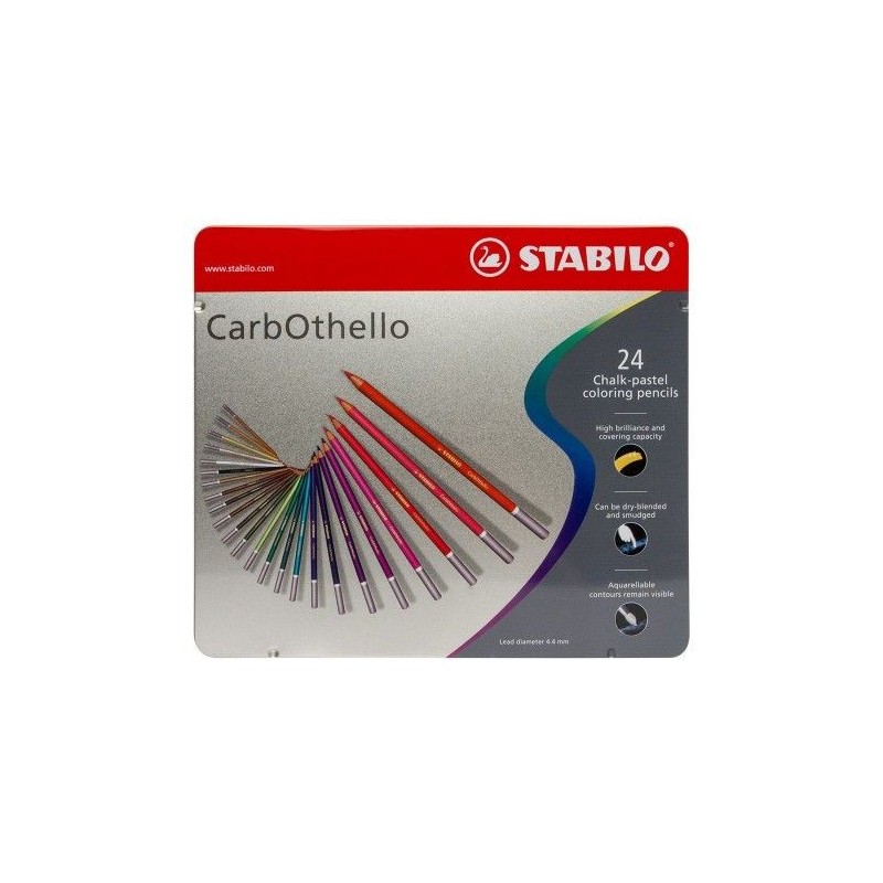 Material Bellas Artes – pintura-y-dibujo - STABILO Carbothello Caja metal 24 colores lápices pastel surtidos | totenart.com