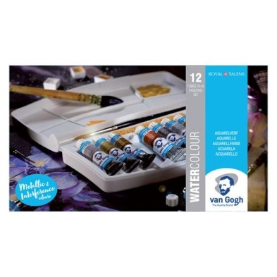 Material Bellas Artes - Pintura - Caja con 12 acuarelas Van Gogh 1/2 godet y pincel POCKET BOX. | totenart.com