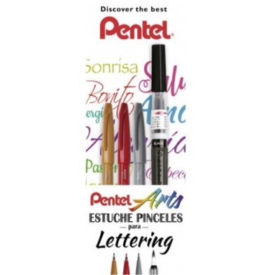 Material Bellas Artes - Pintura - Set de Lettering principiantes 4 pinceles Pentel | totenart.com