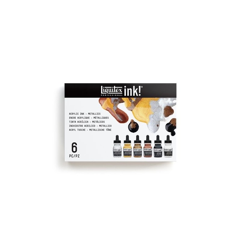 Material Bellas Artes - Pintura - Set Tintas Acrilicas Liquitex, 6 colores Metálicos, 30 ml. ** | totenart.com