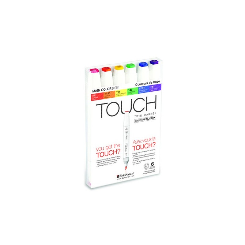 Material Bellas Artes - Pintura - TOUCH TWIN 6 brush marker set colores principales | totenart.com