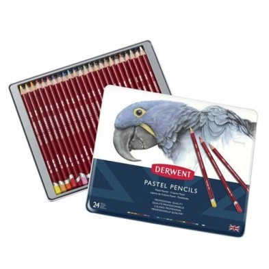 Material Bellas Artes-Materiales Dibujo-Caja metal lapices Pastel Derwent 24 uds