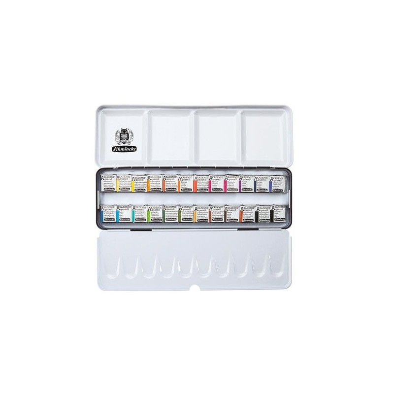 Material Bellas Artes - Pintura - Caja metal 24 acuarelas Schmincke Akademie godets enteros | totenart.com