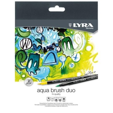 Material Bellas Artes - Pintura - Estuche 12 rotuladores doble punta pincel. Aqua Brush Duo, Lyra | totenart.com